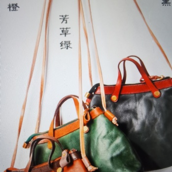 原創(chuàng)復古風手提包女頭層牛皮真皮女包