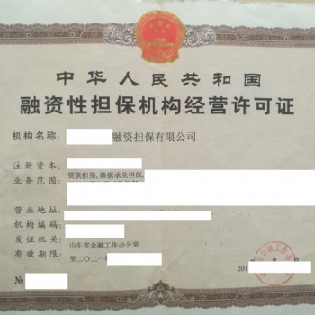 山東融資擔(dān)保公司帶經(jīng)營許可轉(zhuǎn)讓