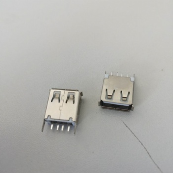 USB 2.0 A母 直插 卷邊H=13.7 白膠 藍(lán)膠