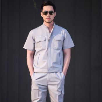 青島工作服定做濰坊汽修工作服套裝男女同款長(zhǎng)袖勞保廠服工衣