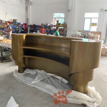 不銹鋼藝術(shù)吧臺前臺接待臺現(xiàn)代吧臺美容院接待臺公司服務(wù)臺