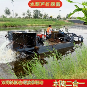 龍蝦塘收割水草打撈船清撈水壩污染水草打撈機(jī)械 小型水庫(kù)花生清理船