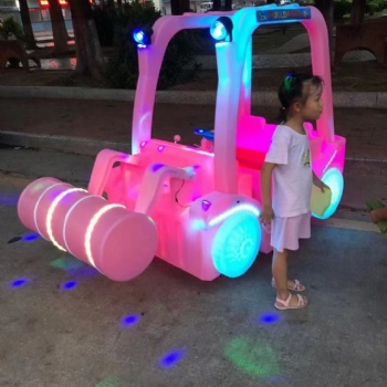 廣場兒童游樂場夜市擺攤通體發光碰碰車壓路機定時游樂車