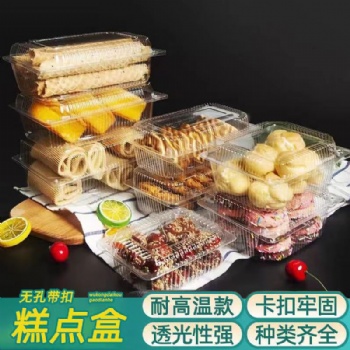 BOPS塑料透明無孔打包盒熟食盒子有蓋糕點(diǎn)果切打包盒可定制