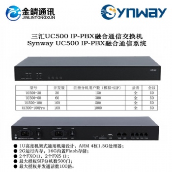 金鱗通訊三匯UC500 IP-PBX融合通信交換機 IP集團電話系統